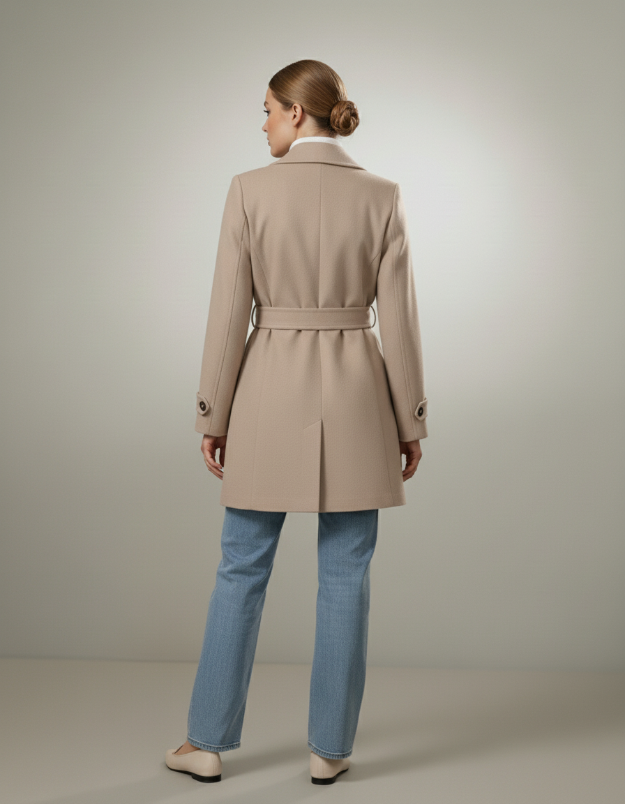 Classic Elegant Button-Front Coat Overcoats AwRans Premium pose-EaseCollaredNeckButtonUpCoat5_jpg