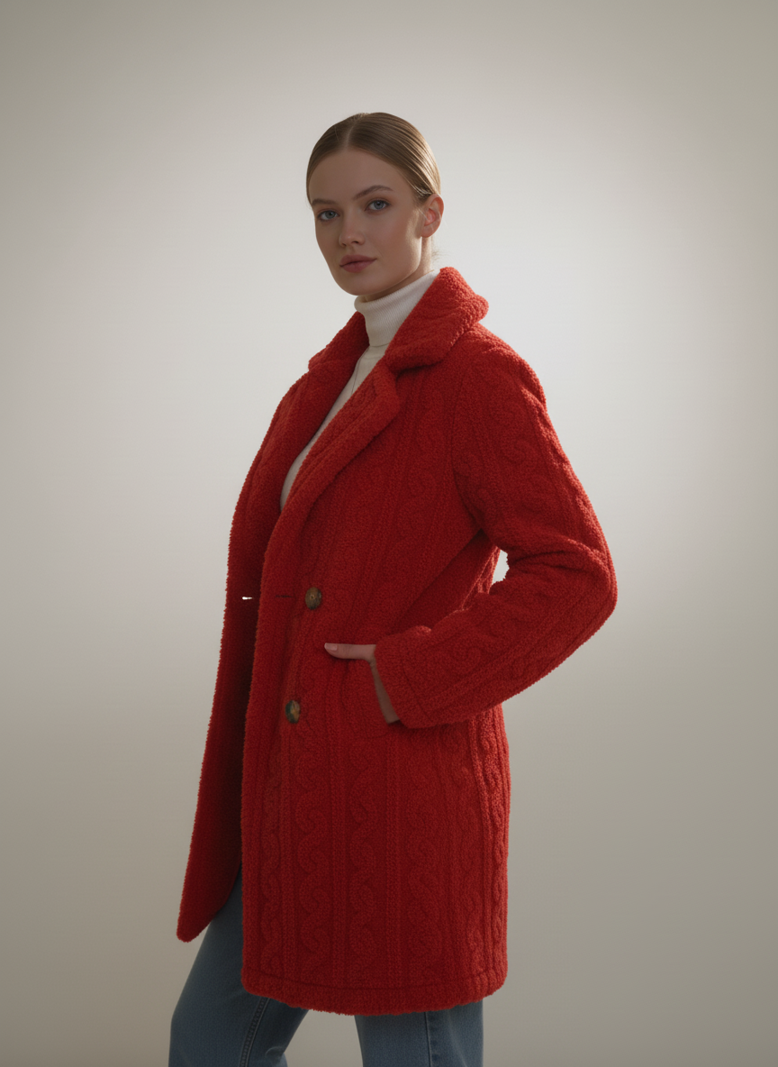 Chic Double-Breasted Teddy Coat Overcoats AwRans Premium pose_11
