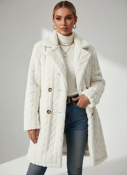Chic Double-Breasted Teddy Coat