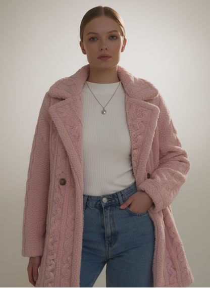 Chic Double-Breasted Teddy Coat