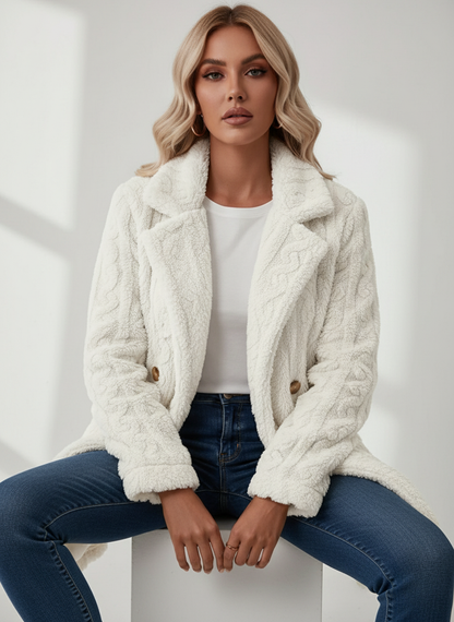 Chic Double-Breasted Teddy Coat