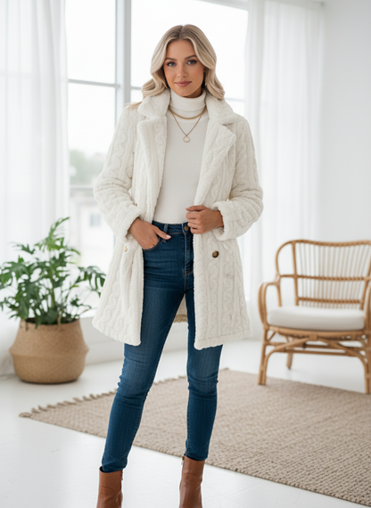 Chic Double-Breasted Teddy Coat