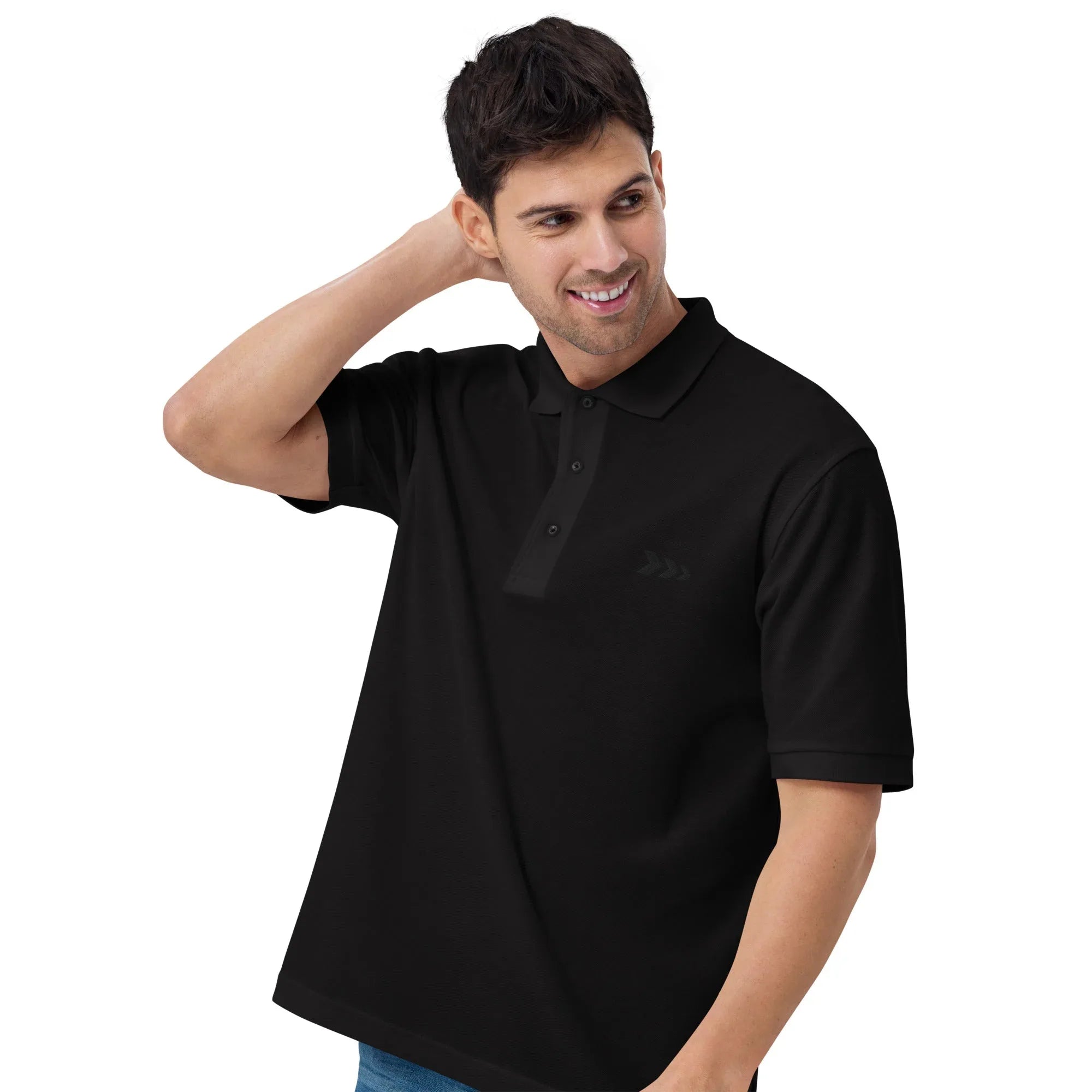 Embroidered Men's Premium Polo Shirt t-shirt AwRans Clothing premium-polo-shirt-black-left-front-66696dba9e75f