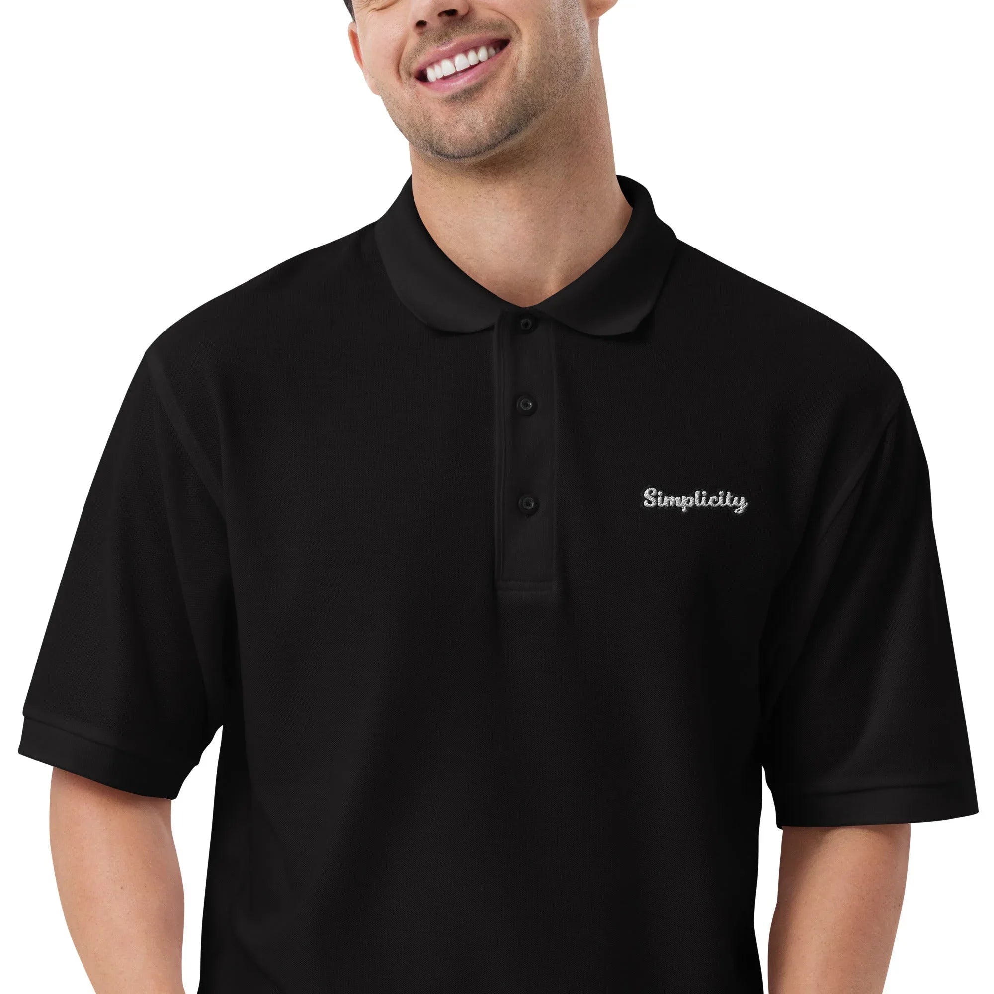 Simplicity - Embroidered Men's Premium Polo Shirt - AwRans Clothing