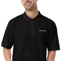 Tranquility - Embroidered Men's Premium Polo Shirt Black t-shirt AwRans Clothing premium-polo-shirt-black-zoomed-in-666f75fec3fe4