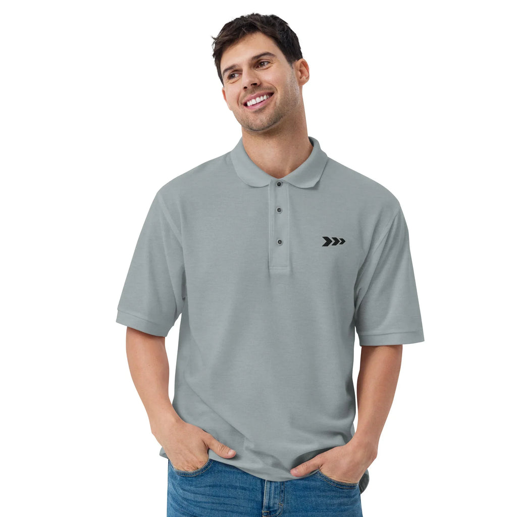 Embroidered Men's Premium Polo Shirt t-shirt AwRans Clothing premium-polo-shirt-cool-heather-front-66696dbaa16c6