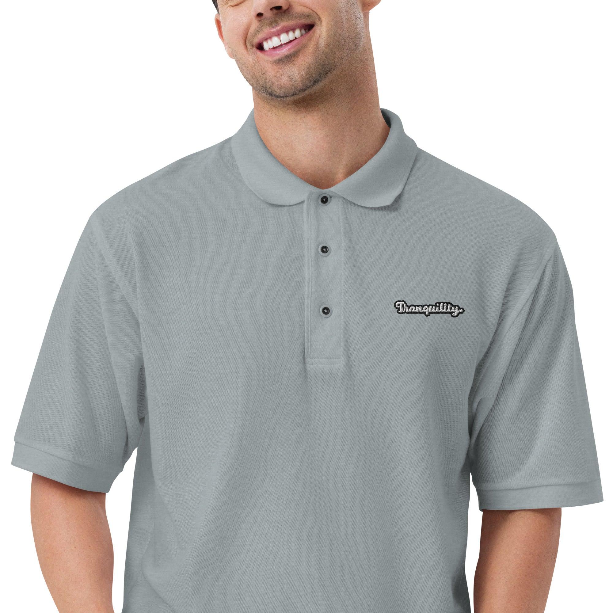 Tranquility - Embroidered Men's Premium Polo Shirt - AwRans Clothing