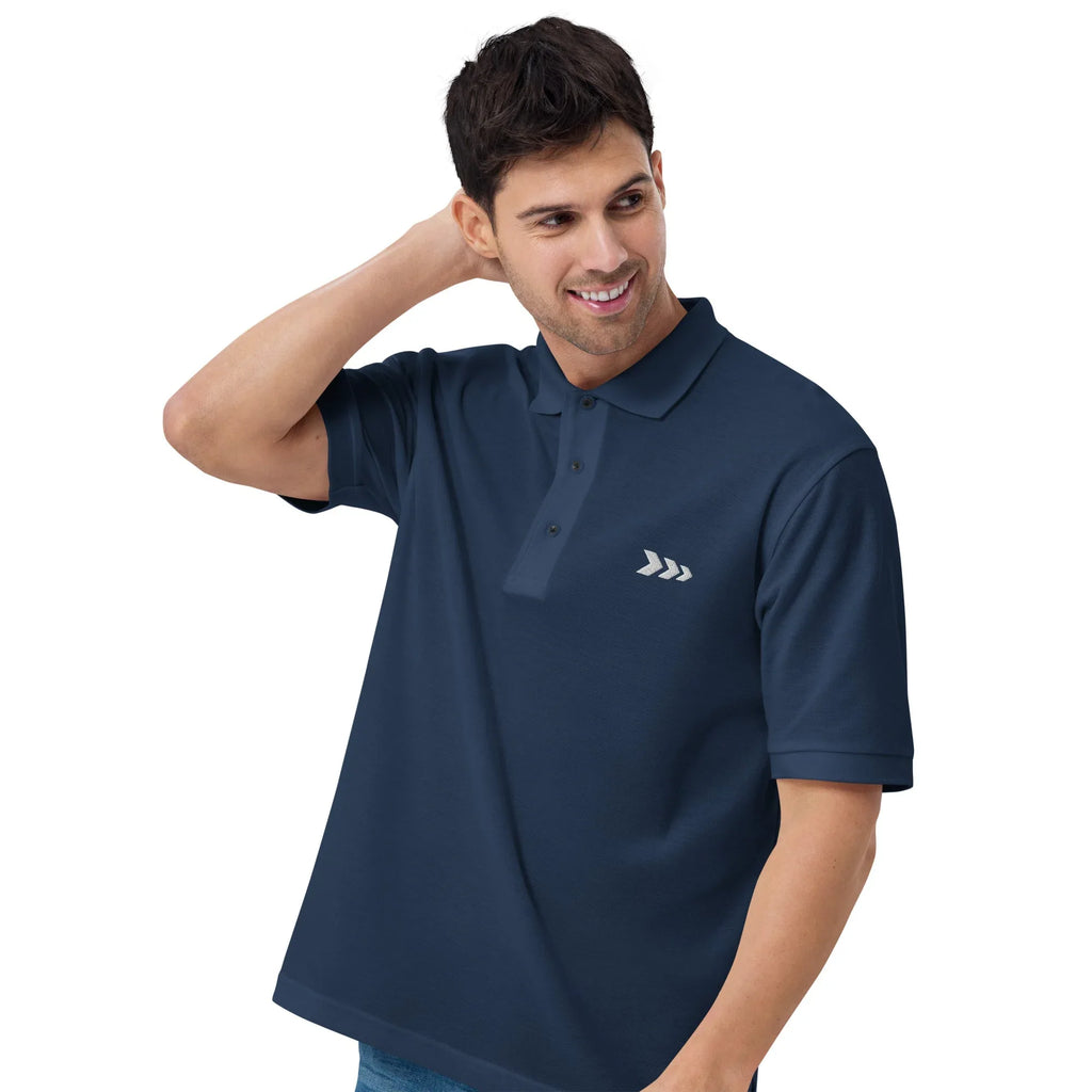 Embroidered Men's Premium Polo Shirt t-shirt AwRans Clothing premium-polo-shirt-navy-left-front-6746eda78b371