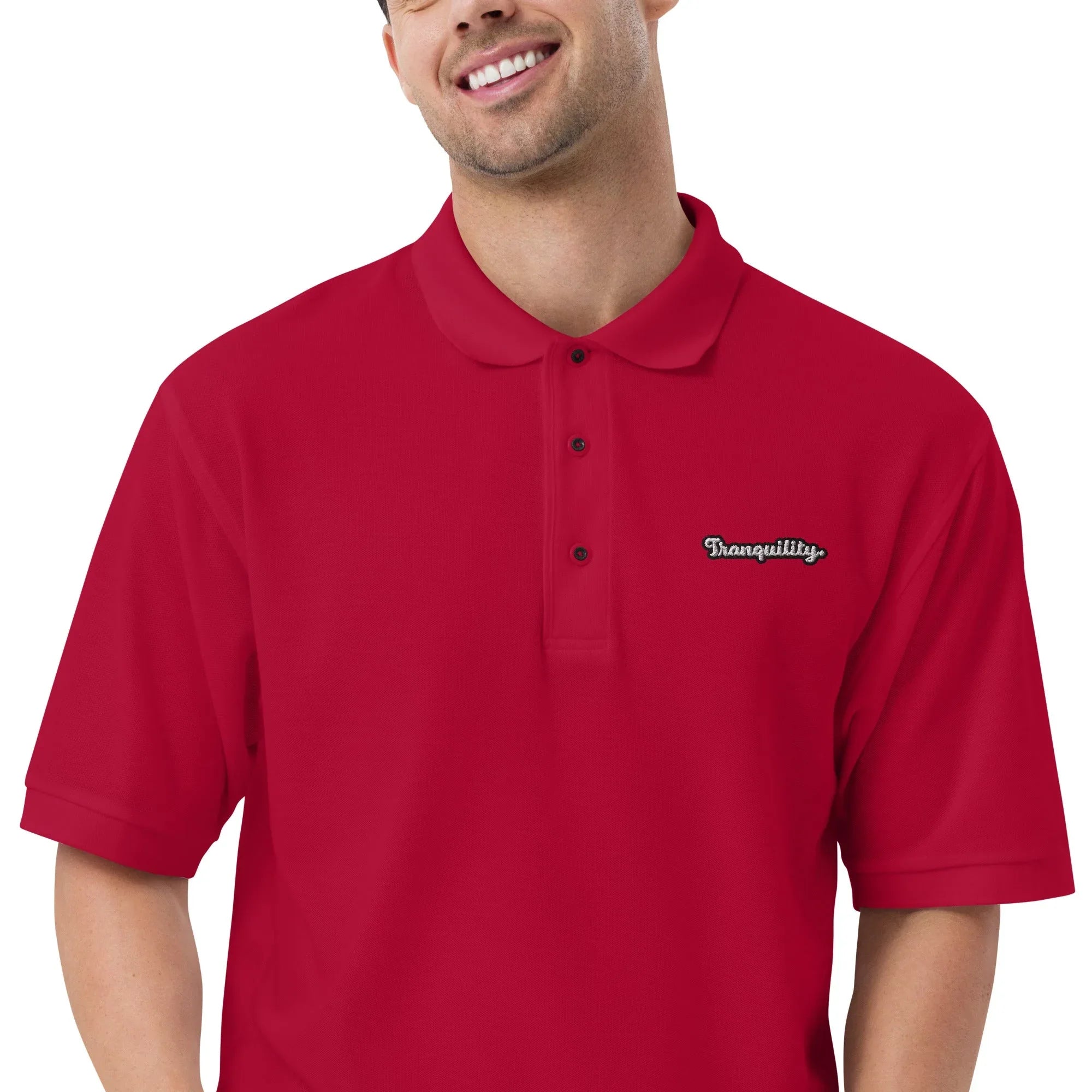 Tranquility - Embroidered Men's Premium Polo Shirt - AwRans Clothing