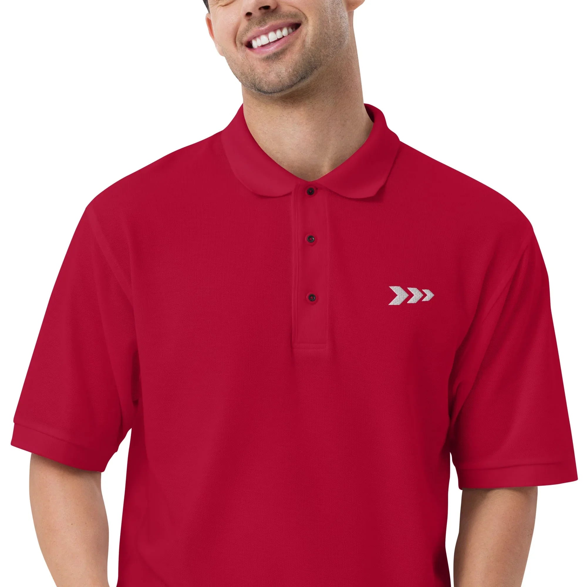 Embroidered Men's Premium Polo Shirt t-shirt AwRans Clothing premium-polo-shirt-red-zoomed-in-6746eda789b78