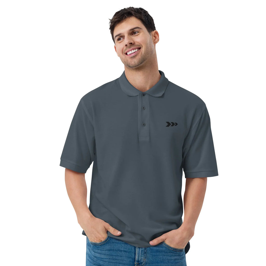Embroidered Men's Premium Polo Shirt t-shirt AwRans Clothing premium-polo-shirt-steel-grey-front-66696dbaa04b8