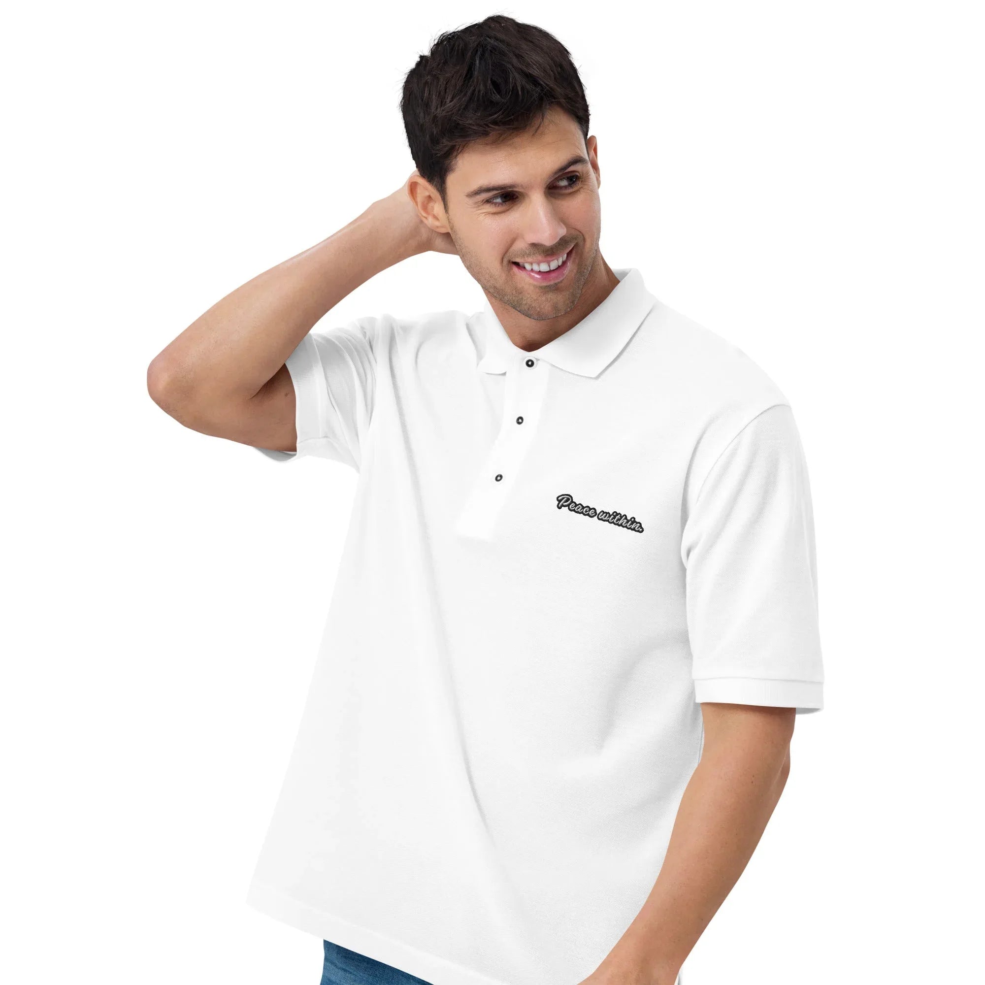 Peace Within - Embroidered Men's Premium Polo Shirt - AwRans Clothing