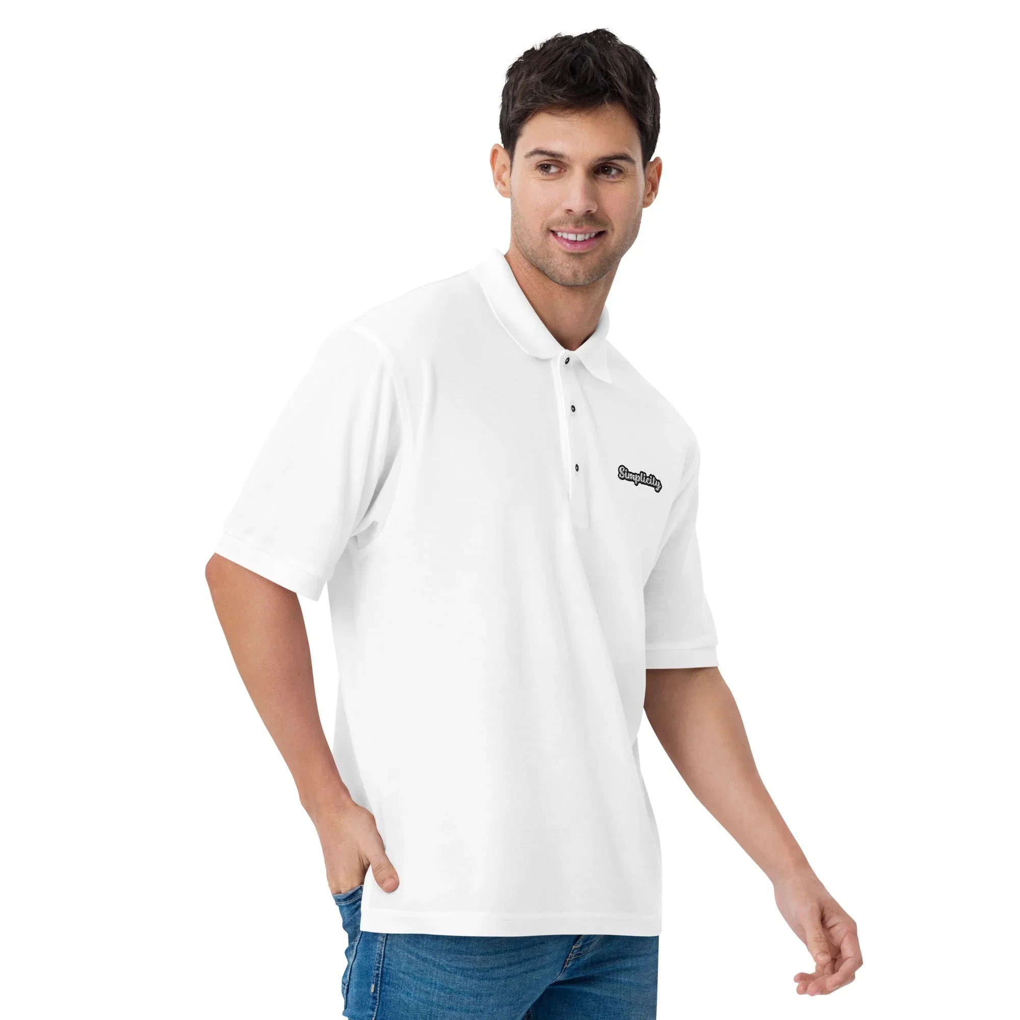 Simplicity - Embroidered Men's Premium Polo Shirt - AwRans Clothing