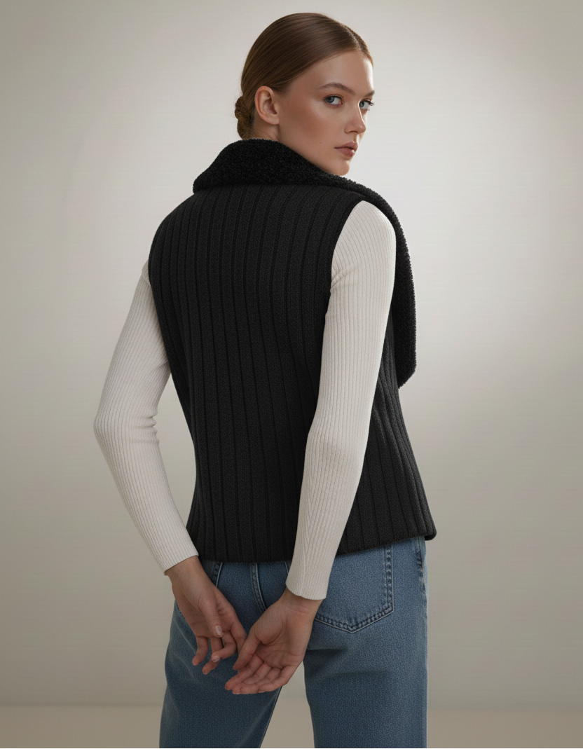 Chic Sherpa Fleece Open-Front Vest