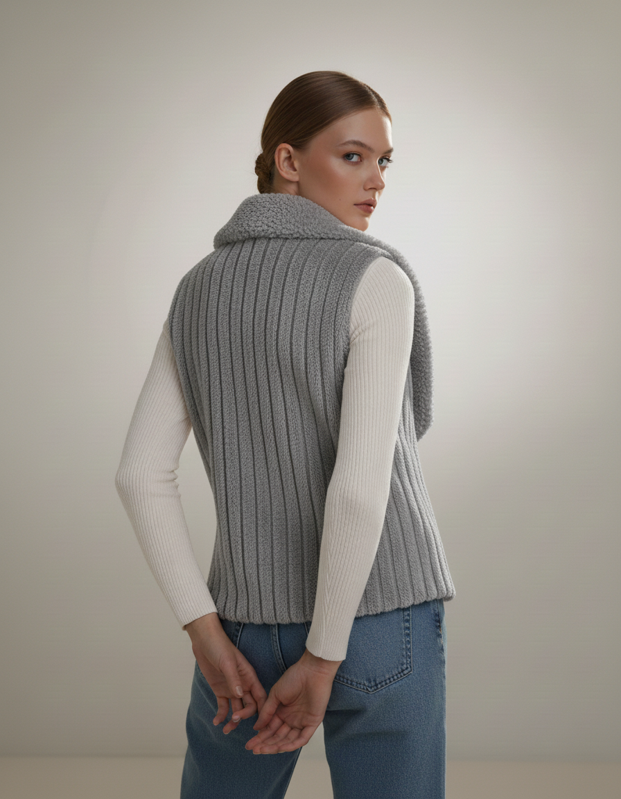 Chic Sherpa Fleece Open-Front Vest Vests AwRans Premium sdf_2