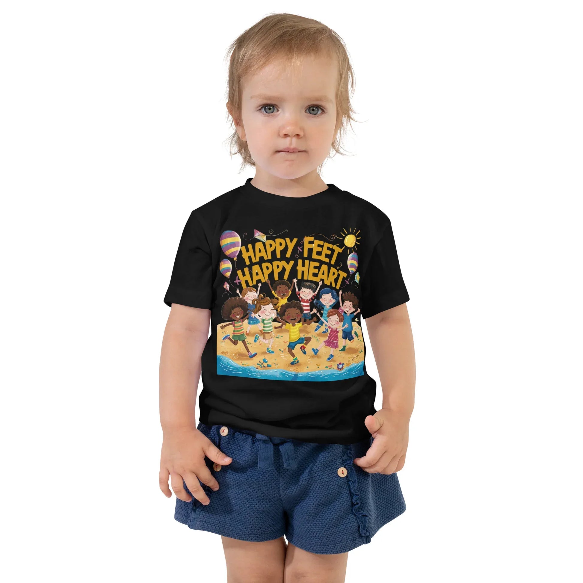 Toddler Short Sleeve Tee | Happy Feet Happy Heart - AwRans Clothing