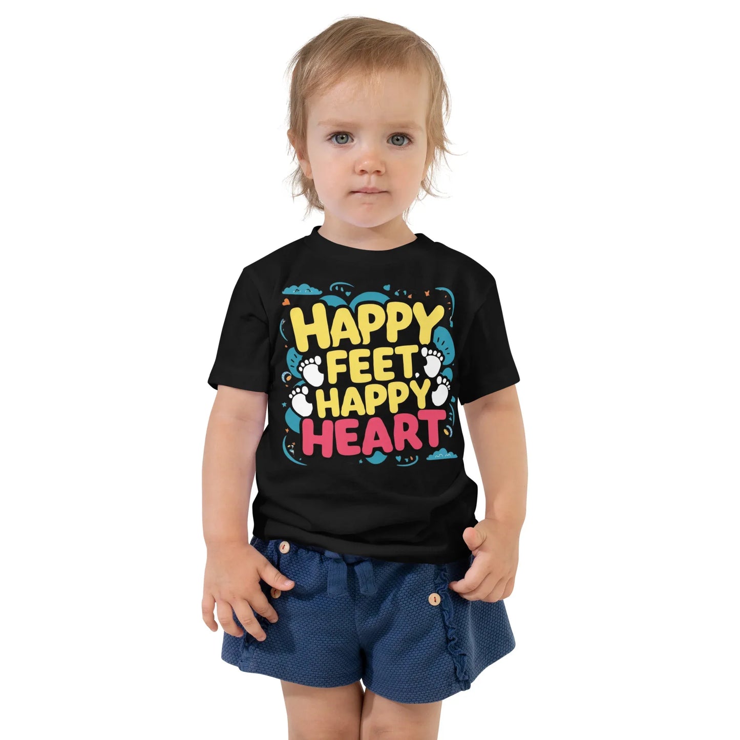 Toddler Short Sleeve Tee | Happy Feet Happy Heart - AwRans Clothing