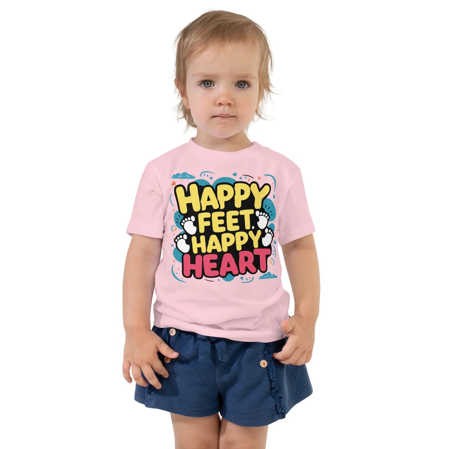 Toddler Short Sleeve Tee | Happy Feet Happy Heart - AwRans Clothing