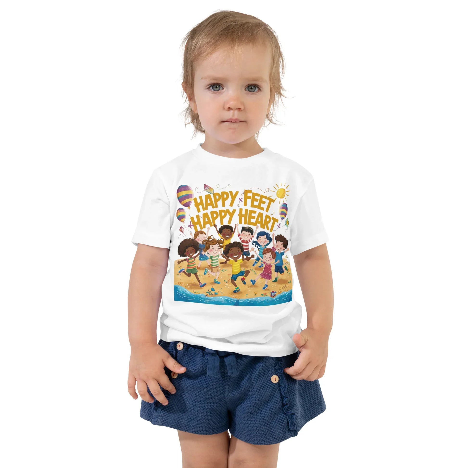 Toddler Short Sleeve Tee | Happy Feet Happy Heart - AwRans Clothing