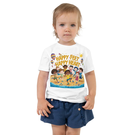 Toddler Short Sleeve Tee | Happy Feet Happy Heart - AwRans Clothing