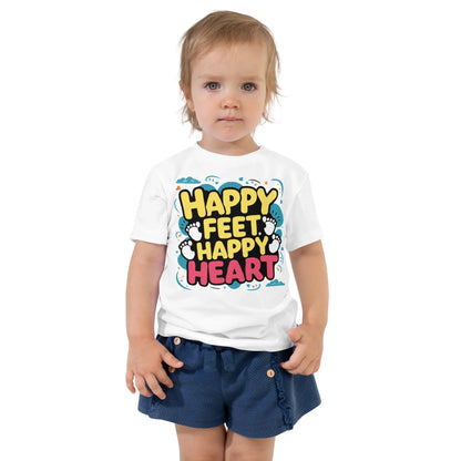 Toddler Short Sleeve Tee | Happy Feet Happy Heart - AwRans Clothing