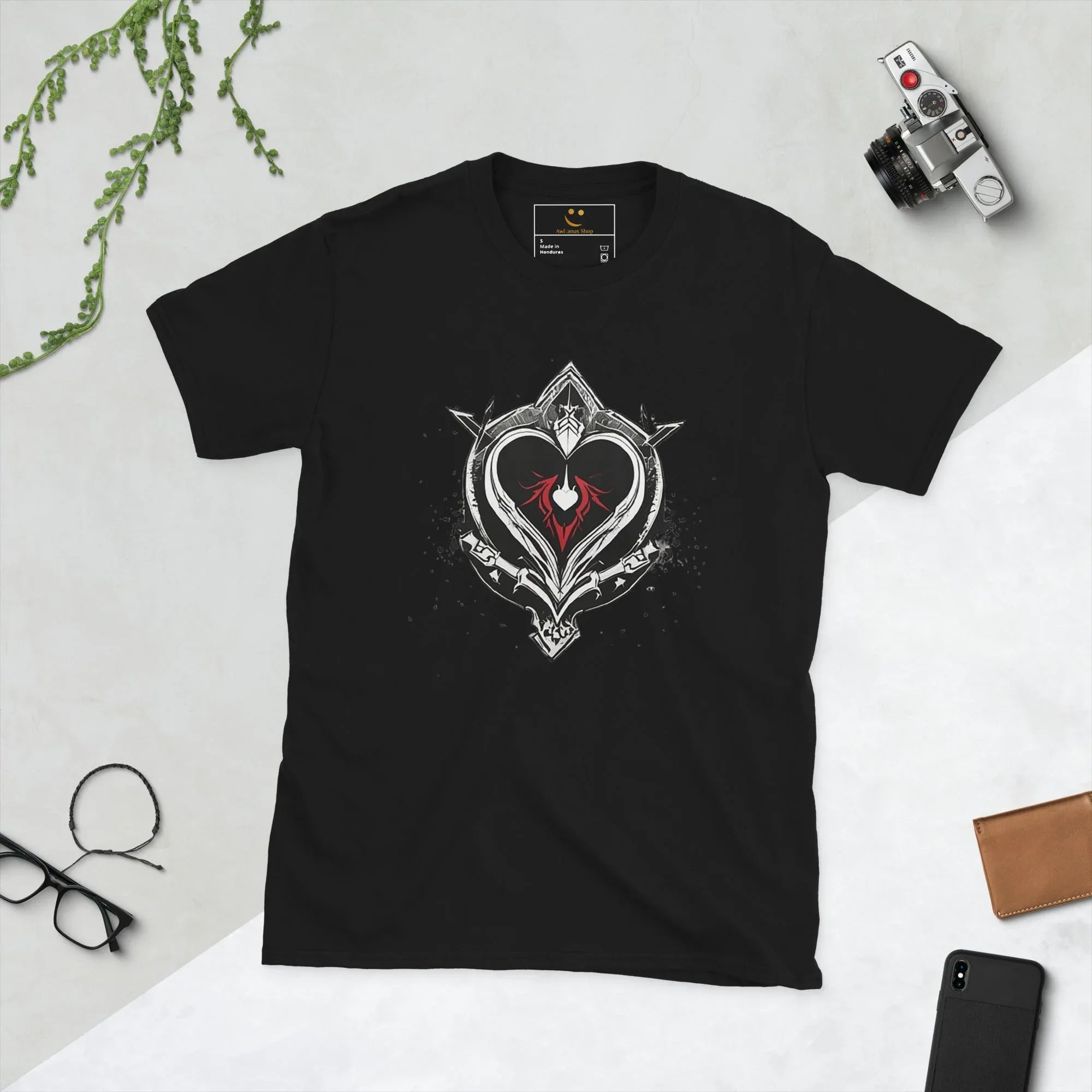 Unisex | Black Heart Candle Short-Sleeve T-Shirt Black t-shirt AwRans Clothing unisex-basic-softstyle-t-shirt-black-front-65f29eaad5228