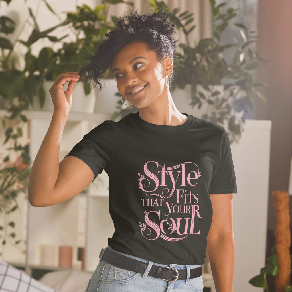 Short-Sleeve Women's T-Shirt | Style That Fits Your Soul Black T-Shirt AwRans Clothing unisex-basic-softstyle-t-shirt-black-front-67b052b29f7d1