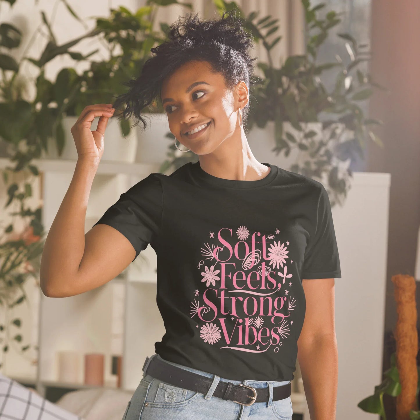 Short-Sleeve Women's T-Shirt | Soft Feels,Strong Vibes - AwRans Clothing