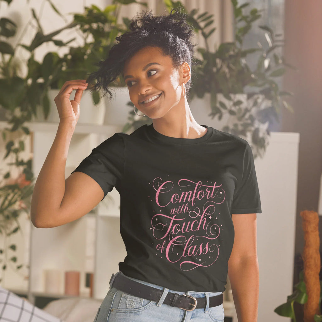 Short-Sleeve Women's T-Shirt | Comfort With Touch Of Class Black T-Shirt AwRans Clothing unisex-basic-softstyle-t-shirt-black-front-67b05e838850c