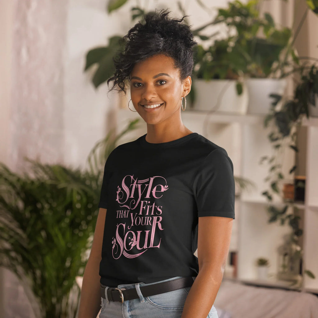 Short-Sleeve Women's T-Shirt | Style That Fits Your Soul T-Shirt AwRans Clothing unisex-basic-softstyle-t-shirt-black-left-front-67b052b3259d6