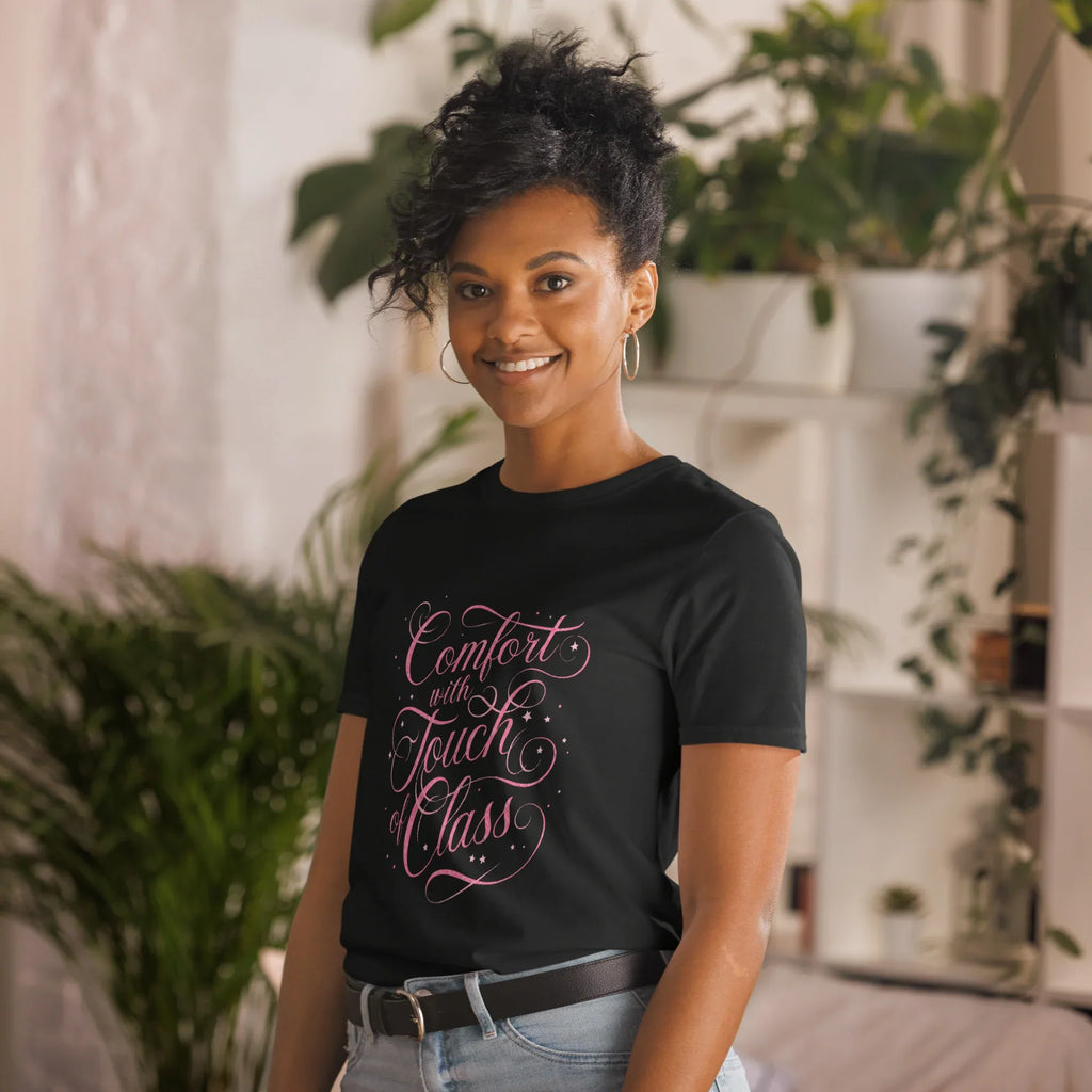 Short-Sleeve Women's T-Shirt | Comfort With Touch Of Class T-Shirt AwRans Clothing unisex-basic-softstyle-t-shirt-black-left-front-67b05e83e6141
