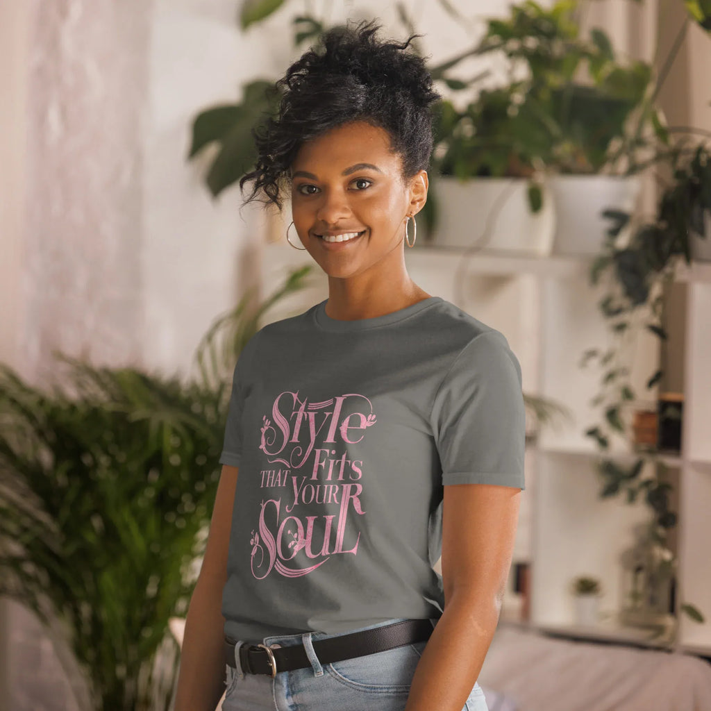 Short-Sleeve Women's T-Shirt | Style That Fits Your Soul T-Shirt AwRans Clothing unisex-basic-softstyle-t-shirt-charcoal-left-front-67b052b37b649
