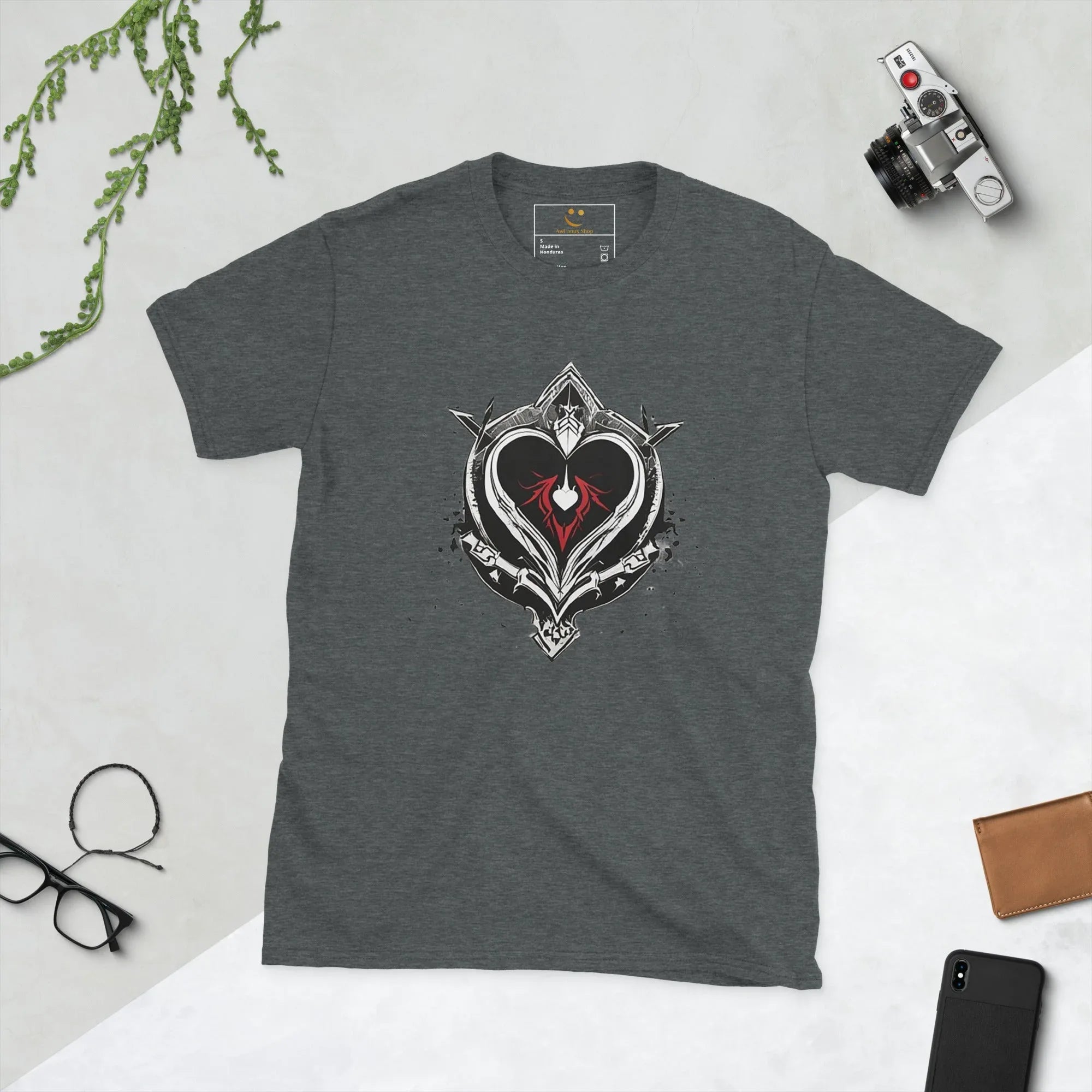 Unisex | Black Heart Candle Short-Sleeve T-Shirt Dark Heather t-shirt AwRans Clothing unisex-basic-softstyle-t-shirt-dark-heather-front-65f29eaaecf1a