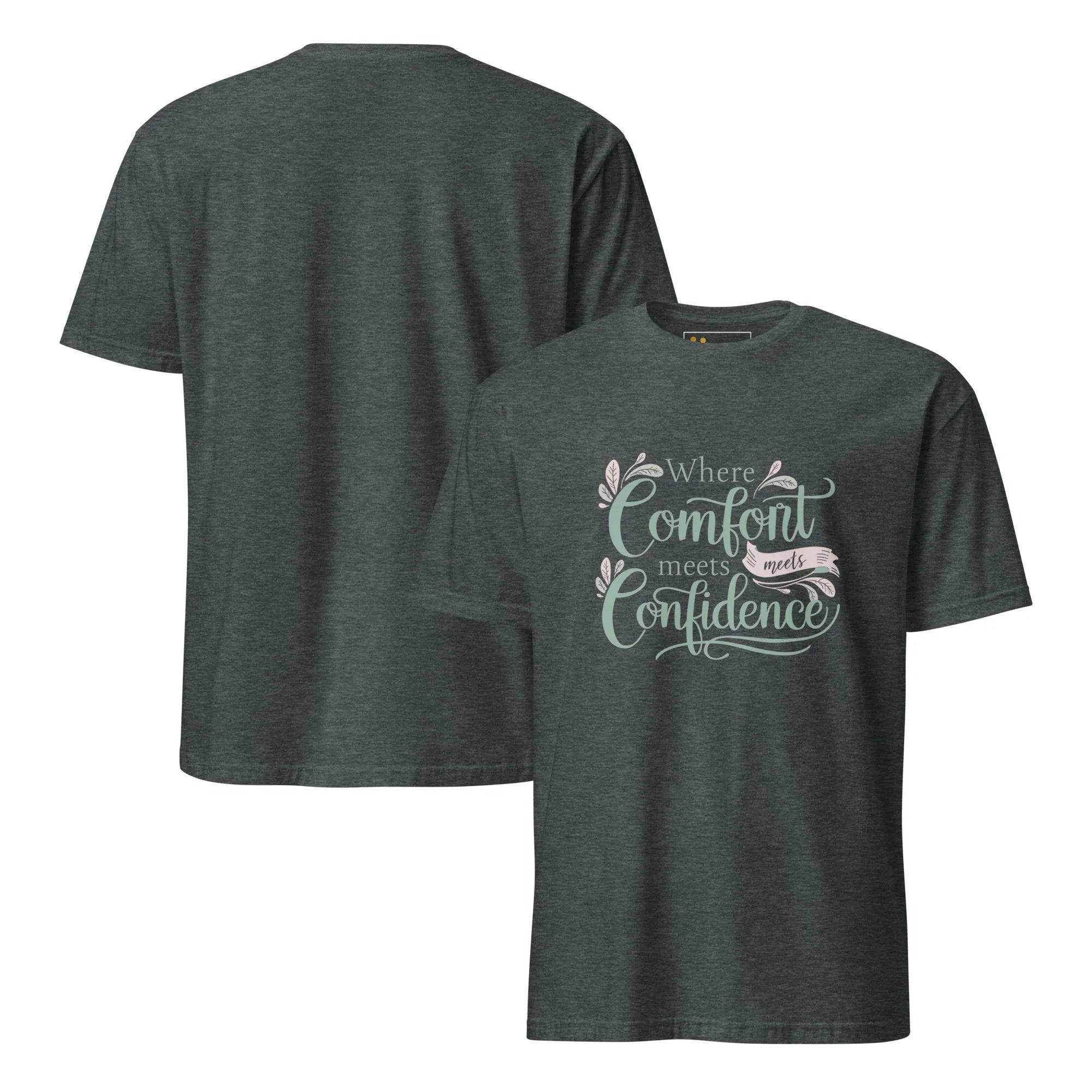 Short-Sleeve Women's T-Shirt | Where Comfort Meets Confidence T-Shirt AwRans Clothing unisex-basic-softstyle-t-shirt-dark-heather-front-and-back-67b05d55afbe2