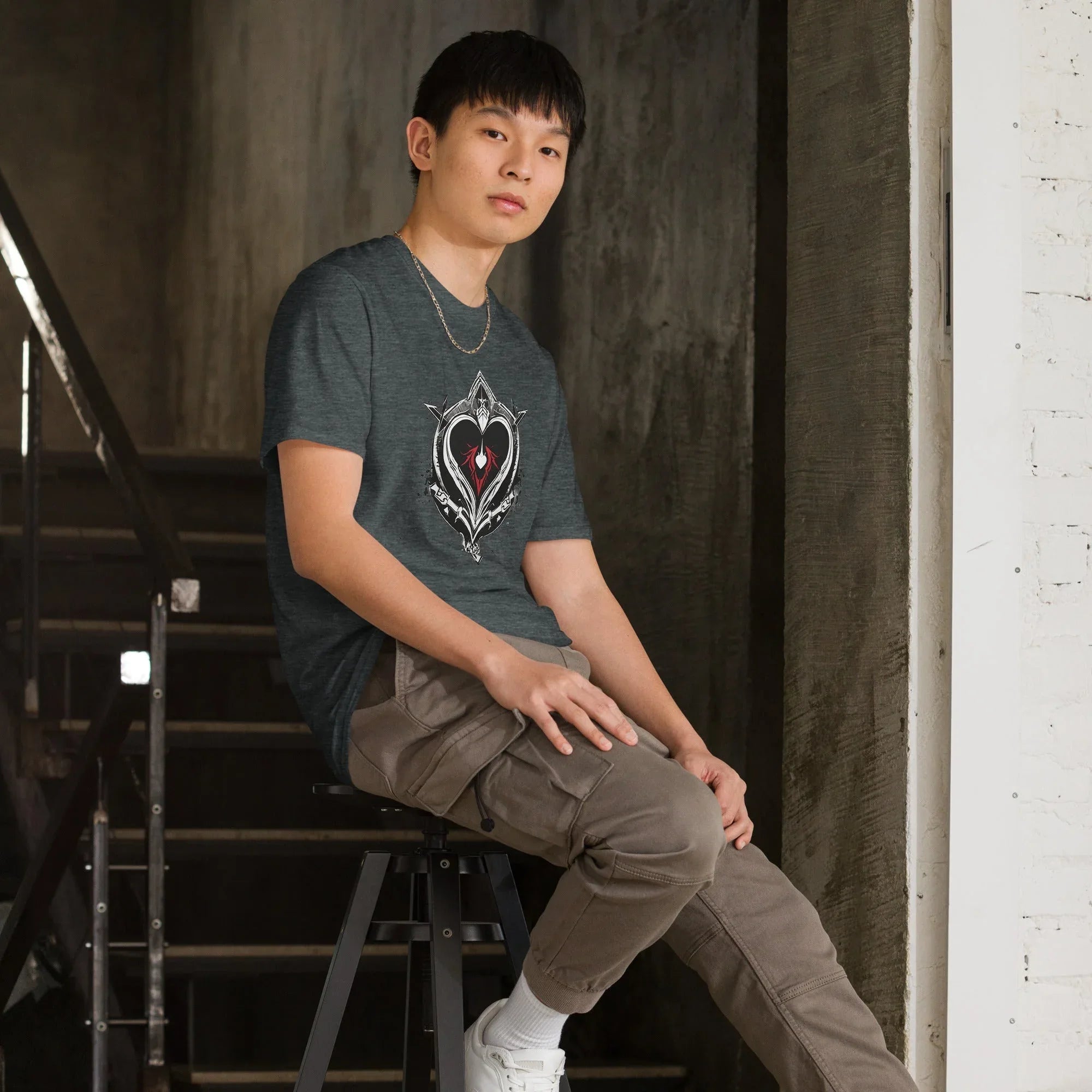 Unisex | Black Heart Candle Short-Sleeve T-Shirt t-shirt AwRans Clothing unisex-basic-softstyle-t-shirt-dark-heather-right-front-65f29eaadea30