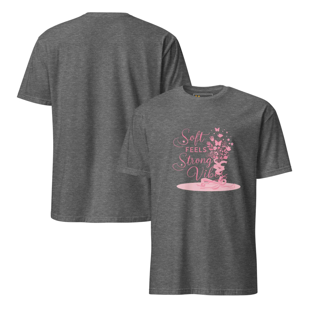 Short-Sleeve Women's T-Shirt | Soft Feels Strong Vibes T-Shirt AwRans Clothing unisex-basic-softstyle-t-shirt-graphite-heather-front-and-back-67b051365bd34