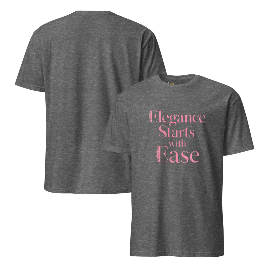 Short-Sleeve Women's T-Shirt | Elegance Starts With Ease T-Shirt AwRans Clothing unisex-basic-softstyle-t-shirt-graphite-heather-front-and-back-67b0563be594e