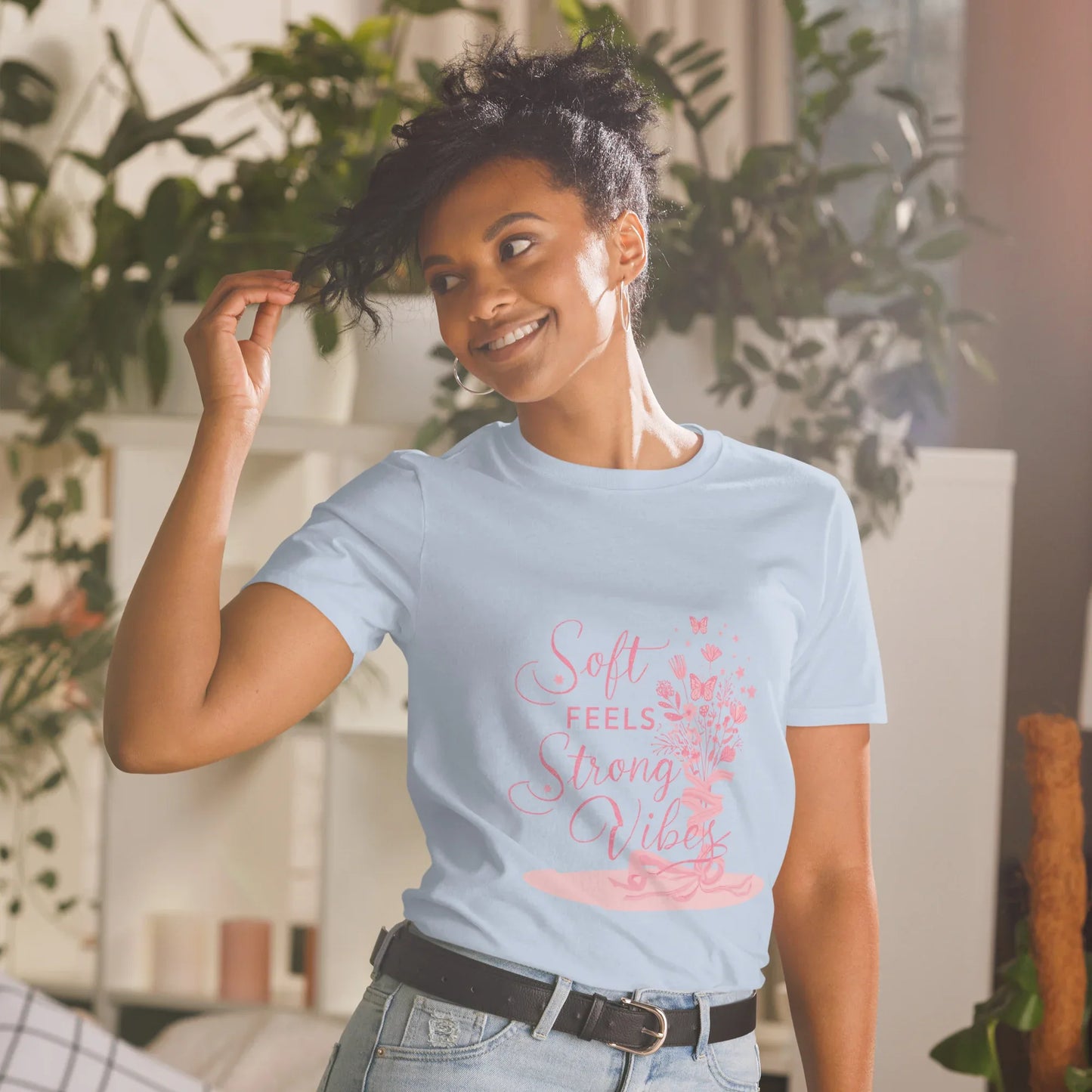 Short-Sleeve Women's T-Shirt | Soft Feels Strong Vibes - AwRans Clothing