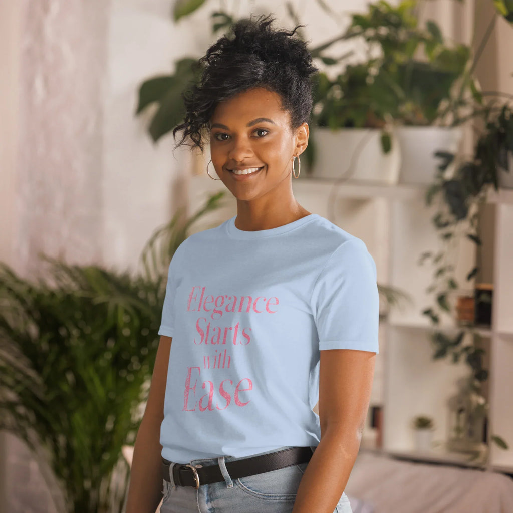 Short-Sleeve Women's T-Shirt | Elegance Starts With Ease T-Shirt AwRans Clothing unisex-basic-softstyle-t-shirt-light-blue-left-front-67b0563cbf012