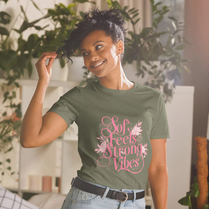 Short-Sleeve Women's T-Shirt | Soft Feels Strong Vibes - AwRans Clothing