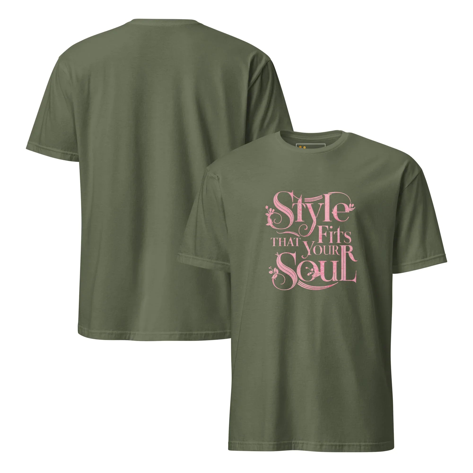 Short-Sleeve Women's T-Shirt | Style That Fits Your Soul T-Shirt AwRans Clothing unisex-basic-softstyle-t-shirt-military-green-front-and-back-67b052b2cb4fb