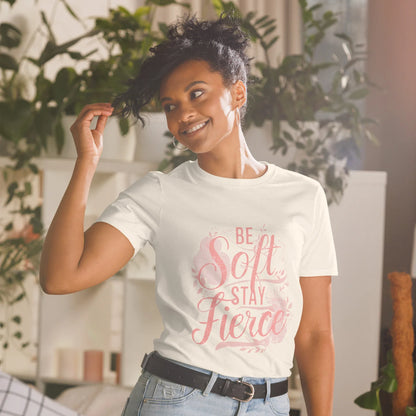 Short-Sleeve Women's T-Shirt | Be Soft Stay Fierce - AwRans Clothing