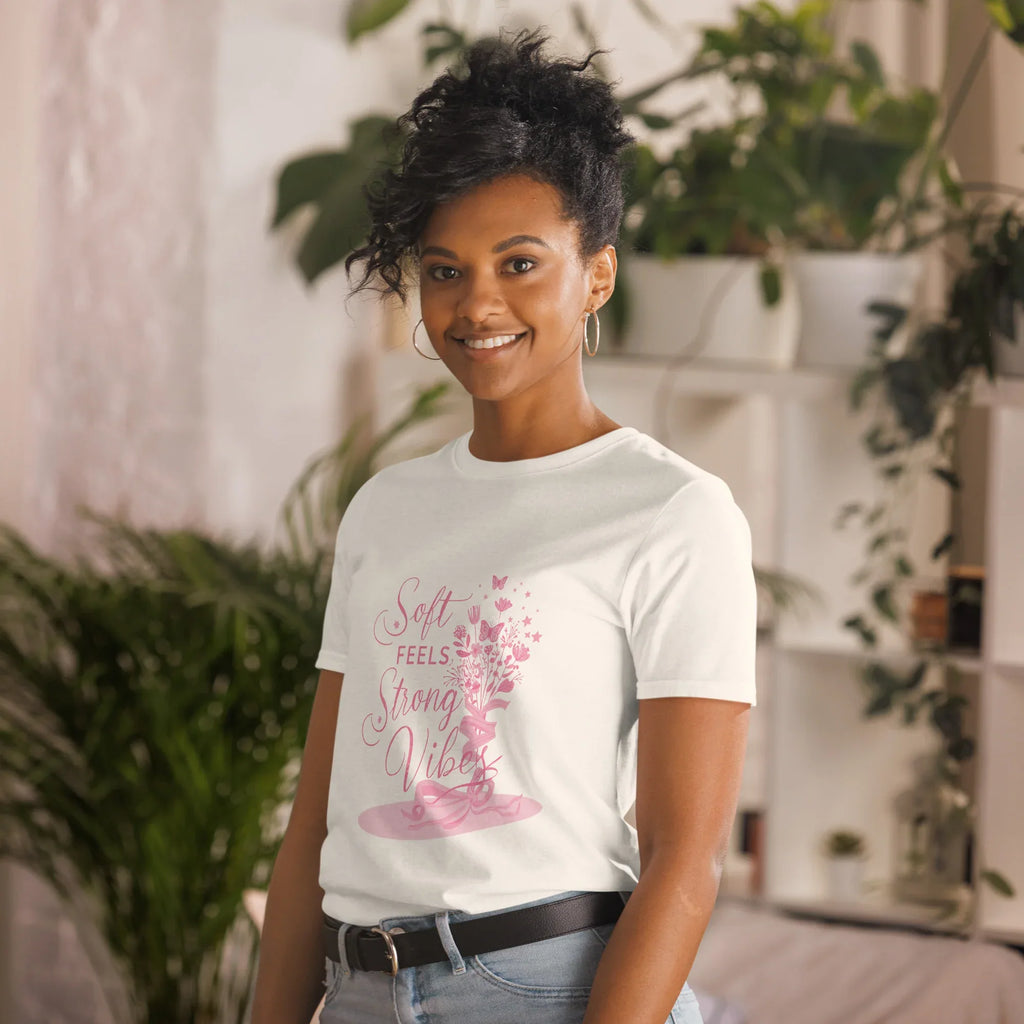 Short-Sleeve Women's T-Shirt | Soft Feels Strong Vibes T-Shirt AwRans Clothing unisex-basic-softstyle-t-shirt-natural-left-front-67b051376e2a5