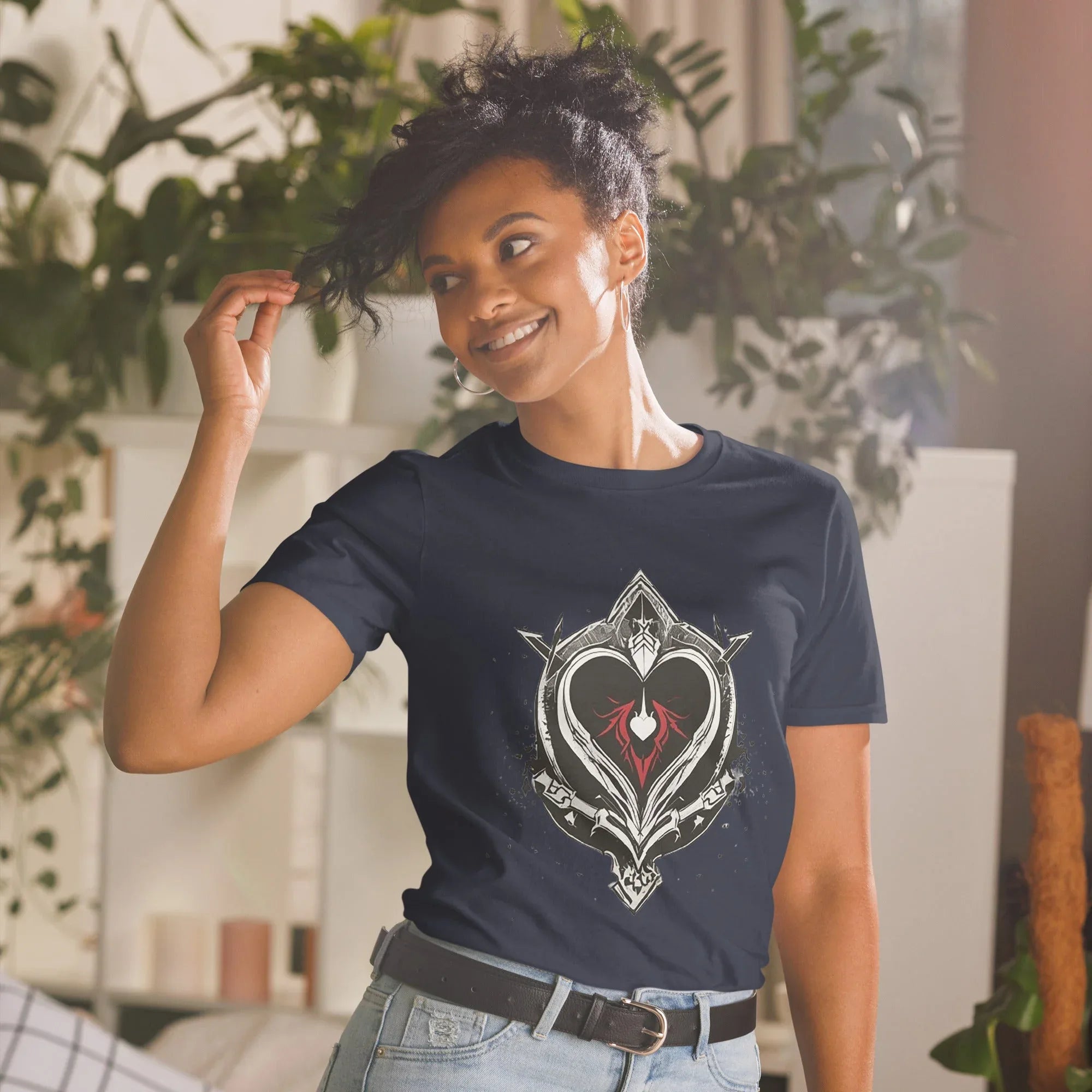 Unisex | Black Heart Candle Short-Sleeve T-Shirt t-shirt AwRans Clothing unisex-basic-softstyle-t-shirt-navy-front-65f29eaad8c72