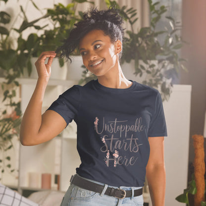 Short-Sleeve Women's T-Shirt | Unstoppablr Starts Here - AwRans Clothing