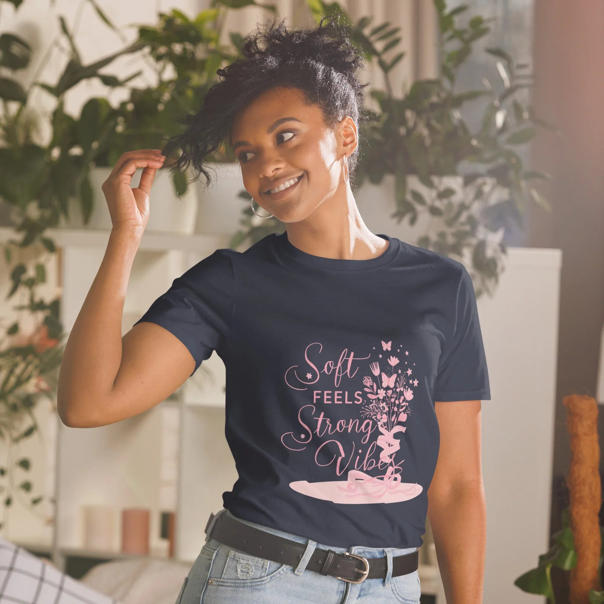 Short-Sleeve Women's T-Shirt | Soft Feels Strong Vibes - AwRans Clothing