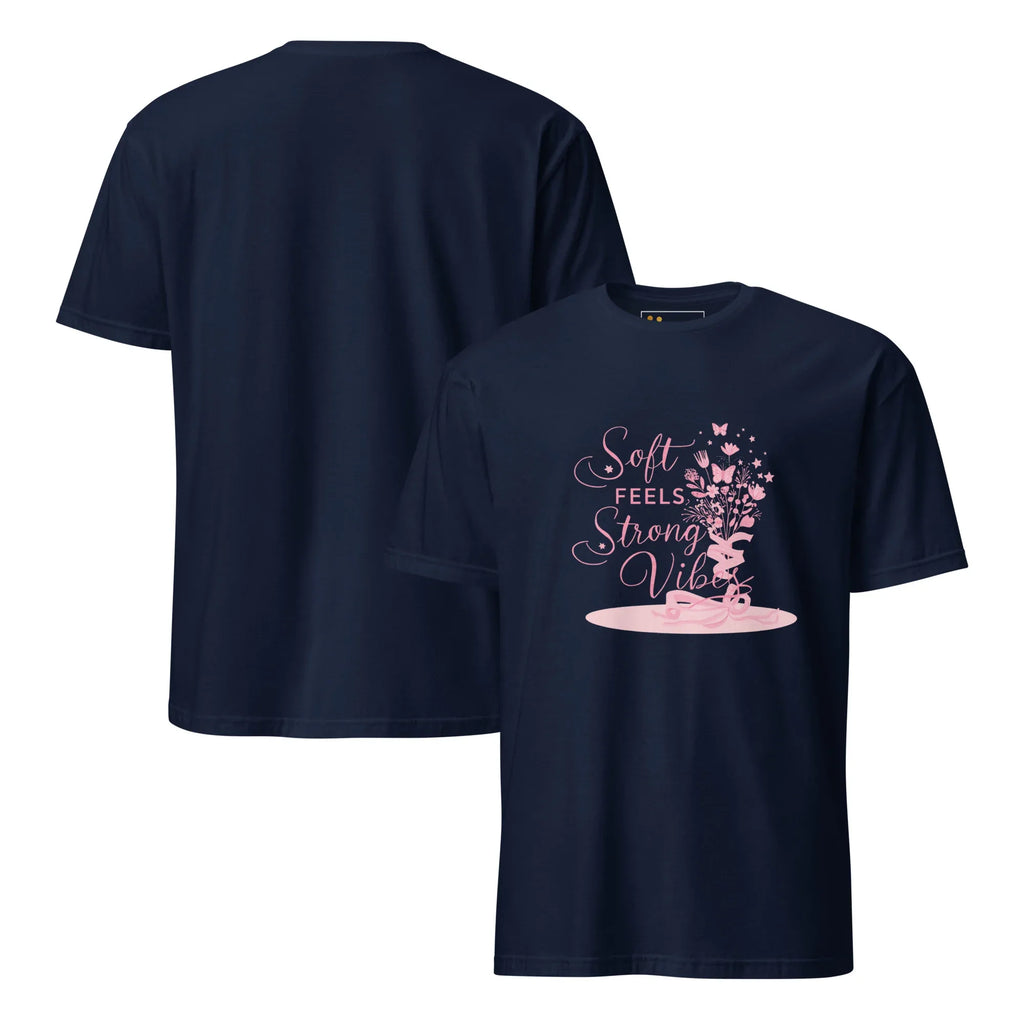 Short-Sleeve Women's T-Shirt | Soft Feels Strong Vibes T-Shirt AwRans Clothing unisex-basic-softstyle-t-shirt-navy-front-and-back-67b0513640487