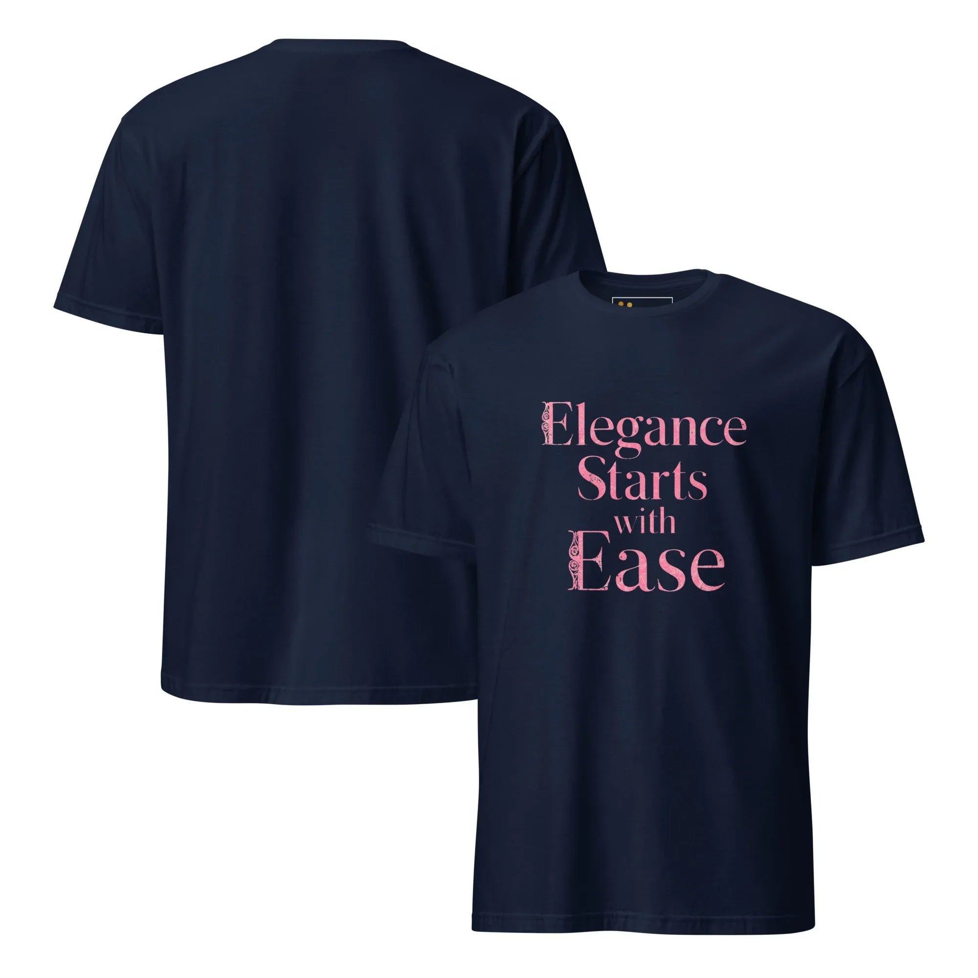Short-Sleeve Women's T-Shirt | Elegance Starts With Ease T-Shirt AwRans Clothing unisex-basic-softstyle-t-shirt-navy-front-and-back-67b0563bcdf56