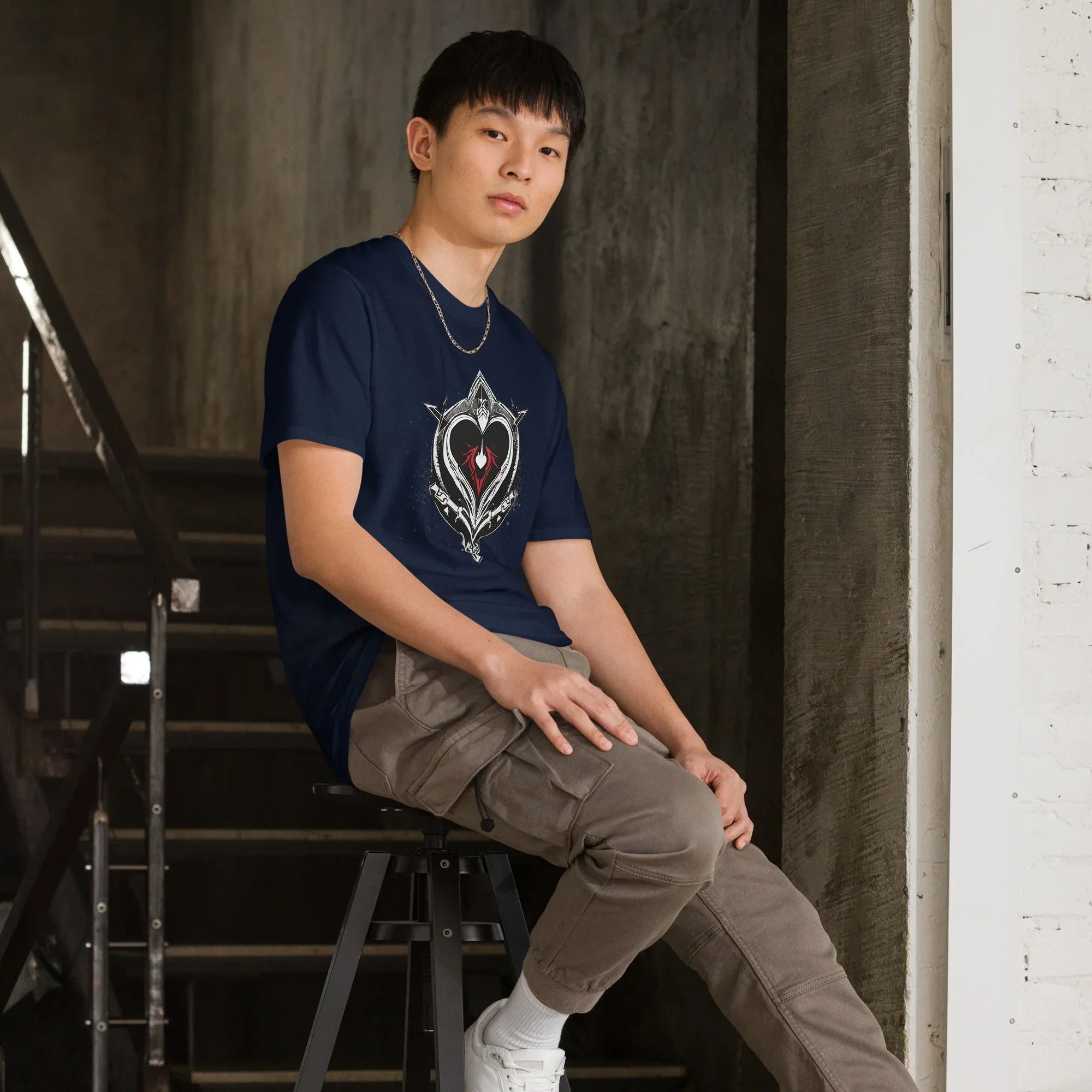 Unisex | Black Heart Candle Short-Sleeve T-Shirt t-shirt AwRans Clothing unisex-basic-softstyle-t-shirt-navy-right-front-65f29eaad9b87