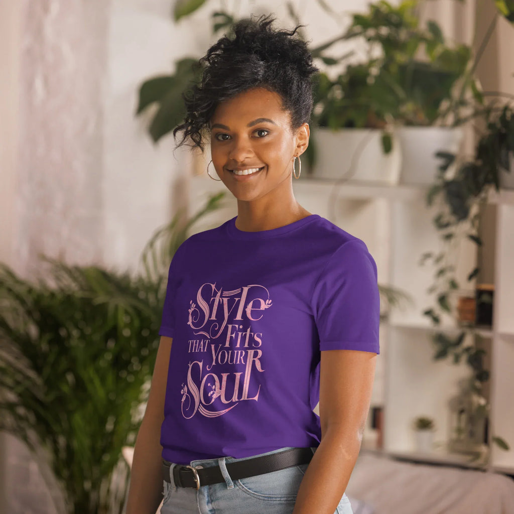 Short-Sleeve Women's T-Shirt | Style That Fits Your Soul T-Shirt AwRans Clothing unisex-basic-softstyle-t-shirt-purple-left-front-67b052b32c930